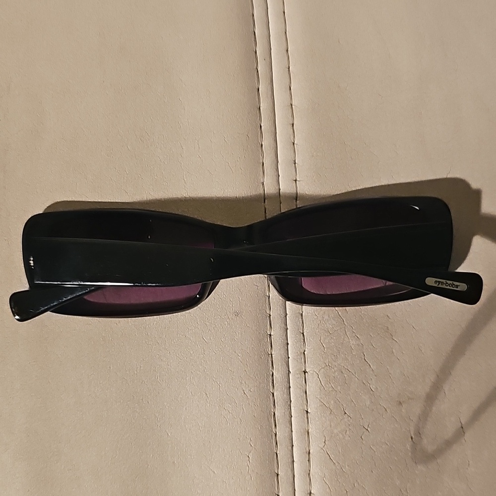 Black Rectangular Sunglasses with Purple Lenses, … - image 5
